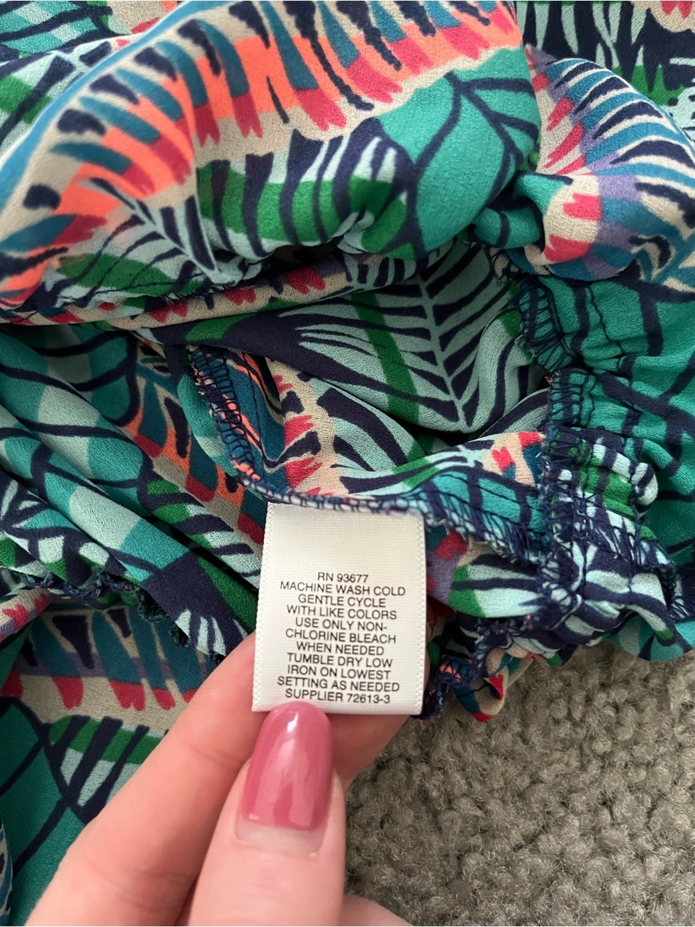 Liz Claiborne Teal Tropical Leaf Wrap Top - Picture 7 of 7